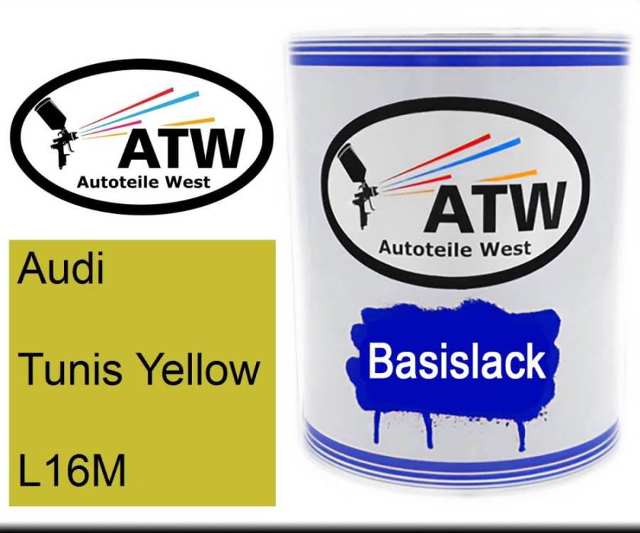 Audi, Tunis Yellow, L16M: 1L Lackdose, von ATW Autoteile West.